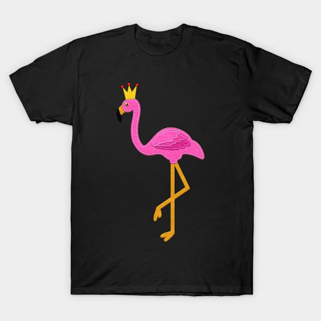 Pink Flamingo with Gold Crown | Felt Look | Cherie's Art(c)2020 T-Shirt by CheriesArt